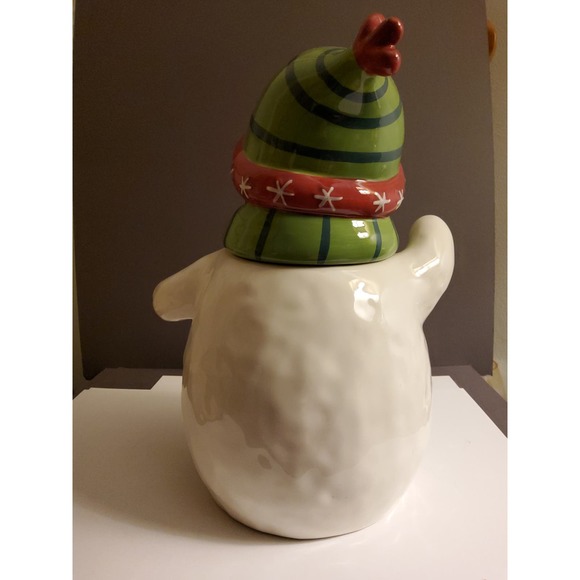 Vintage Linens and Things Happy Snowman Cookie Jar - Picture 3 of 5